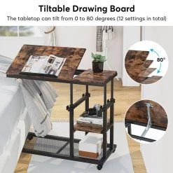 Andrea 34.64 in. Brown C-Shaped Brown Wood Mobile Tiltable Drawing Board Height Adjustable Laptop End Storage Shelf Cart by TRIBESIGNS WAY TO ORIGIN 27 Andrea 34.64 in. Brown C-Shaped Brown Wood Mobile Tiltable Drawing Board Height Adjustable Laptop End Storage Shelf Cart by TRIBESIGNS WAY TO ORIGIN -Deals Glitzhome Store rustic brown tribesigns way to origin c tables hd c0236 wzz 44 1000