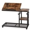 Andrea 34.64 in. Brown C-Shaped Brown Wood Mobile Tiltable Drawing Board Height Adjustable Laptop End Storage Shelf Cart by TRIBESIGNS WAY TO ORIGIN