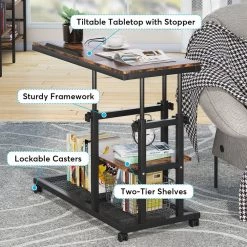 Andrea 34.64 in. Brown C-Shaped Brown Wood Mobile Tiltable Drawing Board Height Adjustable Laptop End Storage Shelf Cart by TRIBESIGNS WAY TO ORIGIN 29 Andrea 34.64 in. Brown C-Shaped Brown Wood Mobile Tiltable Drawing Board Height Adjustable Laptop End Storage Shelf Cart by TRIBESIGNS WAY TO ORIGIN -Deals Glitzhome Store rustic brown tribesigns way to origin c tables hd c0236 wzz 76 1000