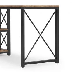 Halseey 52.8 in. Reversible L-Shaped Desk Rustic Brown Wood Corner Computer Desk with Storage Shelves for Home Office by TRIBESIGNS WAY TO ORIGIN -Deals Glitzhome Store rustic brown tribesigns way to origin computer desks hd al2210 44 1000