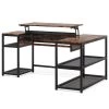 Monroe 63 in. Width Black Brown L-Shape Metal Particle Board Corner Computer Writing Desk Adjustable Lift Top 2 Shelves by TRIBESIGNS WAY TO ORIGIN -Deals Glitzhome Store rustic brown tribesigns way to origin computer desks hd c0277 wzz 64 1000