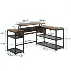 Monroe 63 in. Width Black Brown L-Shape Metal Particle Board Corner Computer Writing Desk Adjustable Lift Top 2 Shelves by TRIBESIGNS WAY TO ORIGIN 25 Monroe 63 in. Width Black Brown L-Shape Metal Particle Board Corner Computer Writing Desk Adjustable Lift Top 2 Shelves by TRIBESIGNS WAY TO ORIGIN -Deals Glitzhome Store rustic brown tribesigns way to origin computer desks hd c0277 wzz 76 1000