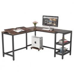 Halseey 51 in. L Shaped Rustic Brown Engineered Wood Computer Desk with Tiltable Tabletop by TRIBESIGNS WAY TO ORIGIN -Deals Glitzhome Store rustic brown tribesigns way to origin computer desks hd jw0222 cx 31 1000