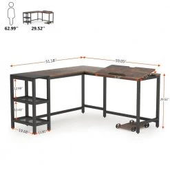 Halseey 51 in. L Shaped Rustic Brown Engineered Wood Computer Desk with Tiltable Tabletop by TRIBESIGNS WAY TO ORIGIN -Deals Glitzhome Store rustic brown tribesigns way to origin computer desks hd jw0222 cx 76 1000