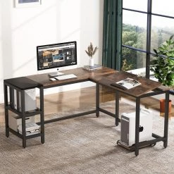 Halseey 51 in. L Shaped Rustic Brown Engineered Wood Computer Desk with Tiltable Tabletop by TRIBESIGNS WAY TO ORIGIN -Deals Glitzhome Store rustic brown tribesigns way to origin computer desks hd jw0222 cx c3 1000