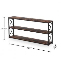 Bulgari 70.89 in. Rustic Brown Wood Console Table Sofa Table with 3-Open Storage Shelves by TRIBESIGNS WAY TO ORIGIN 12 Bulgari 70.89 in. Rustic Brown Wood Console Table Sofa Table with 3-Open Storage Shelves by TRIBESIGNS WAY TO ORIGIN -Deals Glitzhome Store rustic brown tribesigns way to origin console tables hd 559c22 zy 40 1000