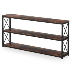 Bulgari 70.89 in. Rustic Brown Wood Console Table Sofa Table with 3-Open Storage Shelves by TRIBESIGNS WAY TO ORIGIN