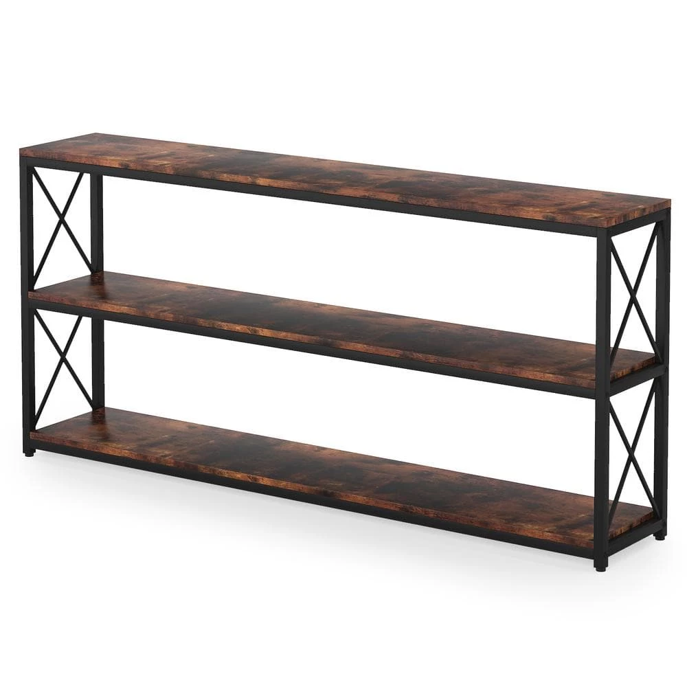 Bulgari 70.89 in. Rustic Brown Wood Console Table Sofa Table with 3-Open Storage Shelves by TRIBESIGNS WAY TO ORIGIN 3 Bulgari 70.89 in. Rustic Brown Wood Console Table Sofa Table with 3-Open Storage Shelves by TRIBESIGNS WAY TO ORIGIN
