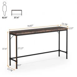 Alice 71 in. Rustic Brown Standard Rectangle Wood Console Table with Adjustable Leg Pads by TRIBESIGNS WAY TO ORIGIN -Deals Glitzhome Store rustic brown tribesigns way to origin console tables hd f1347 1f 1000