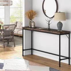 Alice 71 in. Rustic Brown Standard Rectangle Wood Console Table with Adjustable Leg Pads by TRIBESIGNS WAY TO ORIGIN -Deals Glitzhome Store rustic brown tribesigns way to origin console tables hd f1347 77 1000