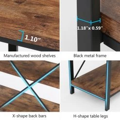Adan 55 in. Rustic Brown Standard Rectangle Wood Console Table with 3 Tiers by TRIBESIGNS WAY TO ORIGIN -Deals Glitzhome Store rustic brown tribesigns way to origin console tables hd m0152 1f 1000