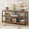 Adan 55 in. Rustic Brown Standard Rectangle Wood Console Table with 3 Tiers by TRIBESIGNS WAY TO ORIGIN -Deals Glitzhome Store rustic brown tribesigns way to origin console tables hd m0152 64 1000