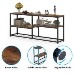 Benjamin 71 in. Rustic Brown Rectangle Wood Console Table Modern Industrial Narrow Sofa Table Hallway Table by TRIBESIGNS WAY TO ORIGIN 11 Benjamin 71 in. Rustic Brown Rectangle Wood Console Table Modern Industrial Narrow Sofa Table Hallway Table by TRIBESIGNS WAY TO ORIGIN -Deals Glitzhome Store rustic brown tribesigns way to origin console tables hd zc0430 4f 1000