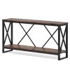 Ellie 70.9 in. Vintage Brown Rectangle Wood Console Table, 2-tier Industrial Sofa Table Hallway Table for Home Office by TRIBESIGNS WAY TO ORIGIN -Deals Glitzhome Store rustic brown tribesigns way to origin console tables hd zj2265 64 1000