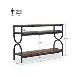 Benjamin 55 in. Rustic Brown Standard Rectangle Wood Console Table with 3 shelves For Home Living Room Entryway by TRIBESIGNS WAY TO ORIGIN 9 Benjamin 55 in. Rustic Brown Standard Rectangle Wood Console Table with 3 shelves For Home Living Room Entryway by TRIBESIGNS WAY TO ORIGIN -Deals Glitzhome Store rustic brown tribesigns way to origin console tables hd zwq2186 77 1000