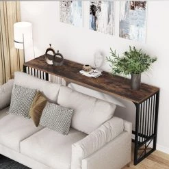 Tabor 70.9 inch Rectangle Wooden Industrial Rustic Brown Extra Long Console Table with Sturdy Metal Frame by TRIBESIGNS WAY TO ORIGIN 13 Tabor 70.9 inch Rectangle Wooden Industrial Rustic Brown Extra Long Console Table with Sturdy Metal Frame by TRIBESIGNS WAY TO ORIGIN -Deals Glitzhome Store rustic brown tribesigns way to origin console tables hd zyc0424 31 1000