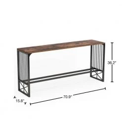 Tabor 70.9 inch Rectangle Wooden Industrial Rustic Brown Extra Long Console Table with Sturdy Metal Frame by TRIBESIGNS WAY TO ORIGIN 10 Tabor 70.9 inch Rectangle Wooden Industrial Rustic Brown Extra Long Console Table with Sturdy Metal Frame by TRIBESIGNS WAY TO ORIGIN -Deals Glitzhome Store rustic brown tribesigns way to origin console tables hd zyc0424 40 1000