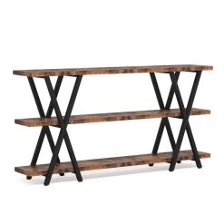 Benjamin 70.9 in. Rustic Brown Long Console Table with 3-Storage Shelves by TRIBESIGNS WAY TO ORIGIN