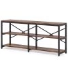 Bulgari 70.9 in. Rectangle Black Metal Brown Particle Board Wood Console Table Sofa Table with 3 Open Storage Shelves by TRIBESIGNS WAY TO ORIGIN -Deals Glitzhome Store rustic brown tribesigns way to origin console tables hd zycj127 64 1000