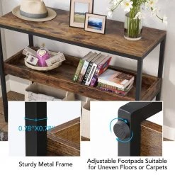 39.3 in. Rustic Brown Oak Standard Rectangle Wood Console Table with Storage by TRIBESIGNS WAY TO ORIGIN 14 39.3 in. Rustic Brown Oak Standard Rectangle Wood Console Table with Storage by TRIBESIGNS WAY TO ORIGIN -Deals Glitzhome Store rustic brown tribesigns way to origin console tables hd zzy03 76 1000