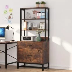 Calvin Rustic Brown Lateral Particle Board File Cabinet Printer Stand with 4 Shelves and 2 Drawers by TRIBESIGNS WAY TO ORIGIN 14 Calvin Rustic Brown Lateral Particle Board File Cabinet Printer Stand with 4 Shelves and 2 Drawers by TRIBESIGNS WAY TO ORIGIN -Deals Glitzhome Store rustic brown tribesigns way to origin file cabinets hd c0225 4f 1000