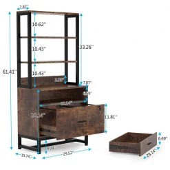 Calvin Rustic Brown Lateral Particle Board File Cabinet Printer Stand with 4 Shelves and 2 Drawers by TRIBESIGNS WAY TO ORIGIN 12 Calvin Rustic Brown Lateral Particle Board File Cabinet Printer Stand with 4 Shelves and 2 Drawers by TRIBESIGNS WAY TO ORIGIN -Deals Glitzhome Store rustic brown tribesigns way to origin file cabinets hd c0225 77 1000