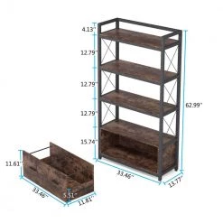 Debby Rustic Brown Lateral Particle Board File Cabinet Printer Stand with 4 Shelves and Drawer by TRIBESIGNS WAY TO ORIGIN -Deals Glitzhome Store rustic brown tribesigns way to origin file cabinets hd c0294 77 1000