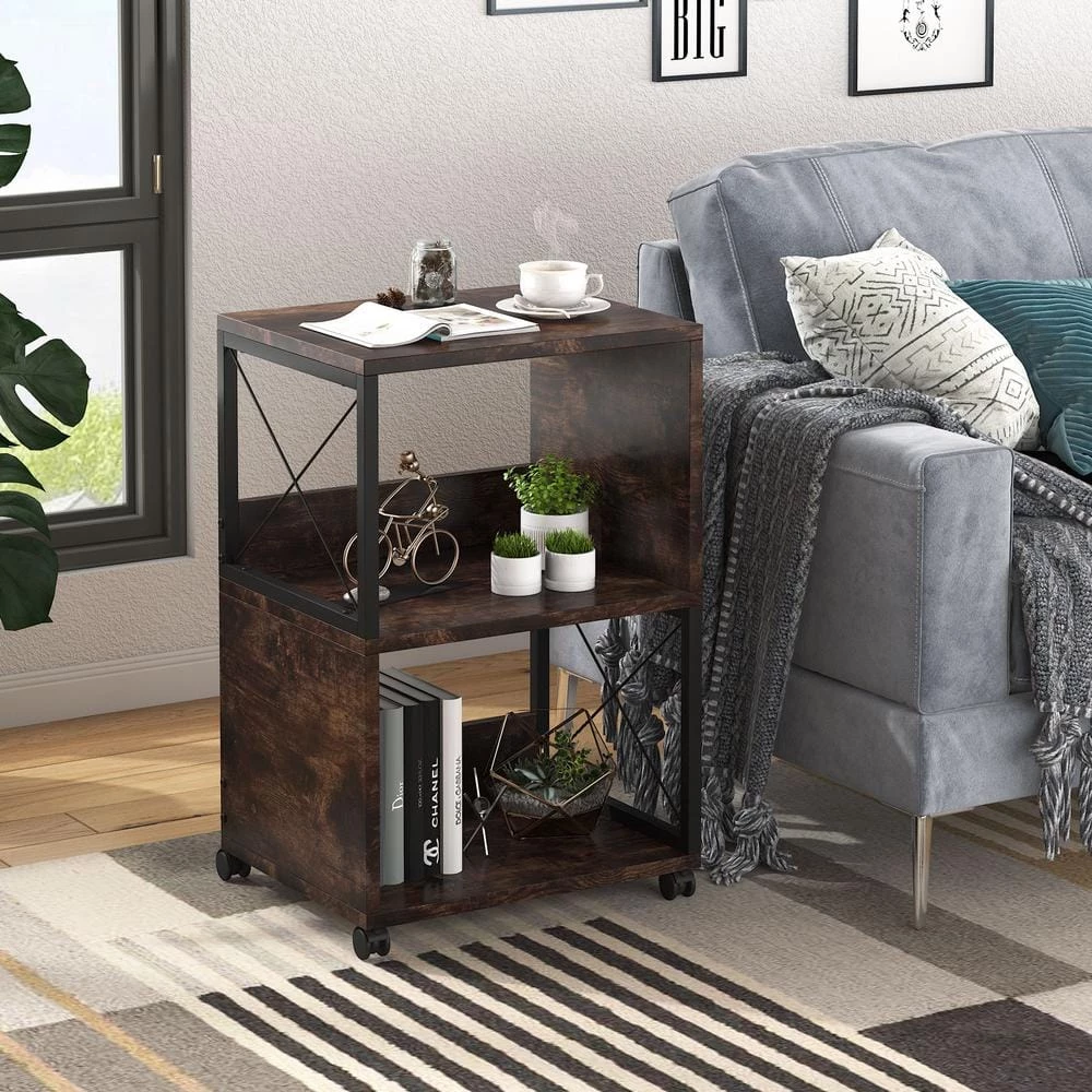 Randal Rustic Brown Rolling Printer Stand with File Storage Shelving by TRIBESIGNS WAY TO ORIGIN 5 Randal Rustic Brown Rolling Printer Stand with File Storage Shelving by TRIBESIGNS WAY TO ORIGIN - Image 3
