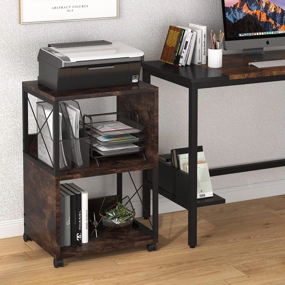 Randal Rustic Brown Rolling Printer Stand with File Storage Shelving by TRIBESIGNS WAY TO ORIGIN 8 Randal Rustic Brown Rolling Printer Stand with File Storage Shelving by TRIBESIGNS WAY TO ORIGIN - Image 6