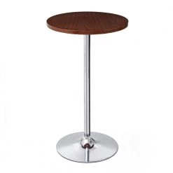 41.75 in. H Silver Metal Frame Bar Table with Walnut Top and Base by Glitzhome