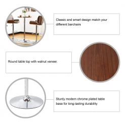 41.75 in. H Silver Metal Frame Bar Table with Walnut Top and Base by Glitzhome -Deals Glitzhome Store silver glitzhome bar tables 2008600049 c3 1000