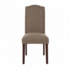 Tan Dining Chair with Studded Decor (Set of 2) by Glitzhome -Deals Glitzhome Store tan glitzhome dining chairs gh1005002982 4f 1000