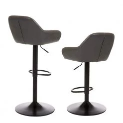 S/2 Mid-Century Modern Vintage Gray Leatherette Gaslift Adjustable Swivel Bar Stool by Glitzhome -Deals Glitzhome Store vintage gray black glitzhome bar stools 1010202155 fa 1000