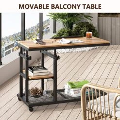 Andrea 34.64 in. Walnut C-Shape Brown Wood Mobile Tiltable Drawing Board Height Adjustable Laptop End Storage Shelf Cart by TRIBESIGNS WAY TO ORIGIN -Deals Glitzhome Store walnut tribesigns way to origin c tables hd c0365 wzz 44 1000