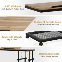 Andrea 34.64 in. Walnut C-Shape Brown Wood Mobile Tiltable Drawing Board Height Adjustable Laptop End Storage Shelf Cart by TRIBESIGNS WAY TO ORIGIN -Deals Glitzhome Store walnut tribesigns way to origin c tables hd c0365 wzz a0 1000