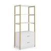 Kaduna 23.6 in. Wide White and Gold 4-Shelf Etagere Bookcase with 2-Drawers by TRIBESIGNS WAY TO ORIGIN -Deals Glitzhome Store white and gold tribesigns way to origin bookcases bookshelves hd f1568 wzz 64 1000