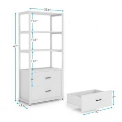 Kaduna 23.6 in. Wide White and Gold 4-Shelf Etagere Bookcase with 2-Drawers by TRIBESIGNS WAY TO ORIGIN -Deals Glitzhome Store white and gold tribesigns way to origin bookcases bookshelves hd f1568 wzz 77 1000