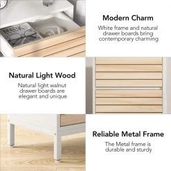 Mayville 2-Drawers Nightstands White and Maple Wood Bedroom Bedside Table Walnut 23.62 in. H x 15.75 in. W x 19.68 in. L by TRIBESIGNS WAY TO ORIGIN -Deals Glitzhome Store white and walnut tribesigns way to origin nightstands th hq0017 wzz 44 1000