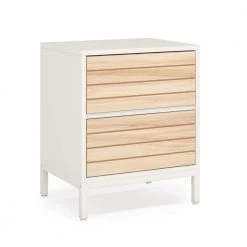 Mayville 2-Drawers Nightstands White and Maple Wood Bedroom Bedside Table Walnut 23.62 in. H x 15.75 in. W x 19.68 in. L by TRIBESIGNS WAY TO ORIGIN