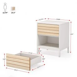 Mayville 2-Drawers Nightstands White and Maple Wood Bedroom Bedside Table Walnut 23.62 in. H x 15.75 in. W x 19.68 in. L by TRIBESIGNS WAY TO ORIGIN -Deals Glitzhome Store white and walnut tribesigns way to origin nightstands th hq0017 wzz 77 1000