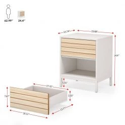 Mayville 2-Drawers Nightstands White and Maple Wood Bedroom Bedside Table Walnut 23.62 in. H x 15.75 in. W x 19.68 in. L by TRIBESIGNS WAY TO ORIGIN -Deals Glitzhome Store white and walnut tribesigns way to origin nightstands th hq0017 wzz fa 1000