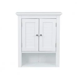 24.10 in. H Wooden White Wall Cabinet with Double Doors by Glitzhome -Deals Glitzhome Store white glitzhome accent cabinets 1517002241 1f 1000