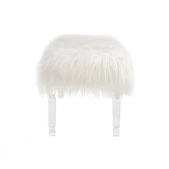 44.88 in. White Faux Fur Upholstered Bench with Acrylic Legs by Glitzhome 12 44.88 in. White Faux Fur Upholstered Bench with Acrylic Legs by Glitzhome -Deals Glitzhome Store white glitzhome bedroom benches 1002202034 4f 1000