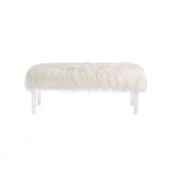44.88 in. White Faux Fur Upholstered Bench with Acrylic Legs by Glitzhome 11 44.88 in. White Faux Fur Upholstered Bench with Acrylic Legs by Glitzhome -Deals Glitzhome Store white glitzhome bedroom benches 1002202034 c3 1000
