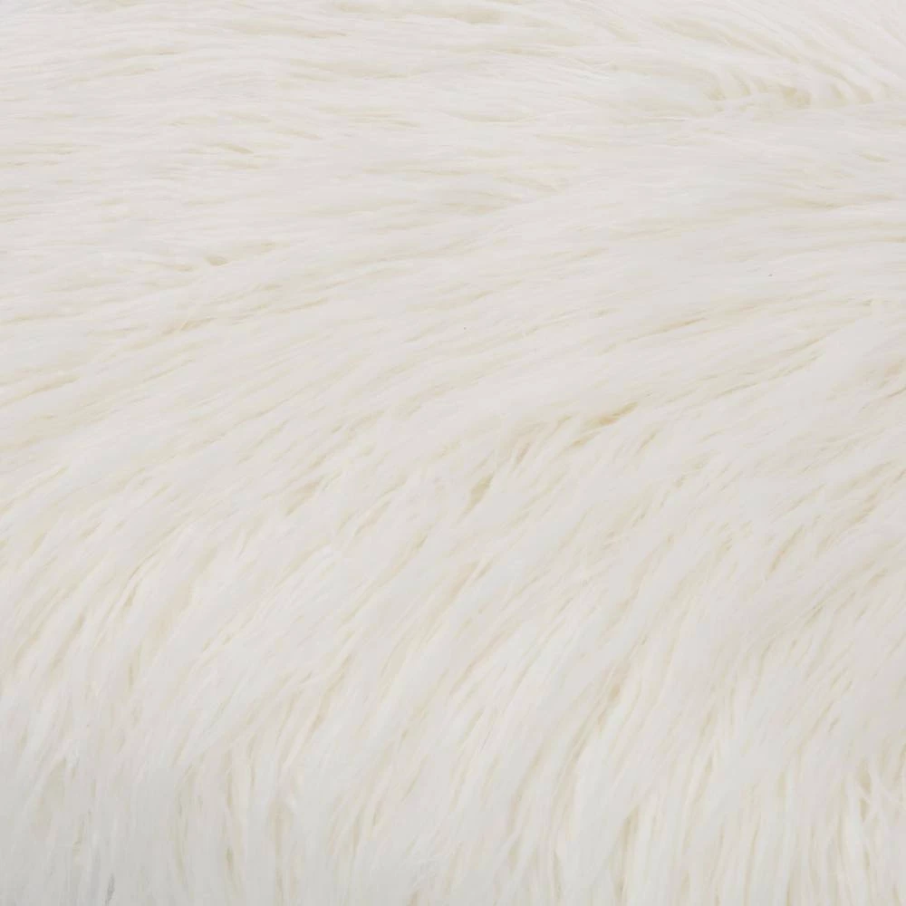 25.6 in. White Faux Fur Upholstered Bench with Acrylic X-Leg by Glitzhome 8 25.6 in. White Faux Fur Upholstered Bench with Acrylic X-Leg by Glitzhome - Image 7