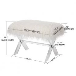 25.6 in. White Faux Fur Upholstered Bench with Acrylic X-Leg by Glitzhome 14 25.6 in. White Faux Fur Upholstered Bench with Acrylic X-Leg by Glitzhome -Deals Glitzhome Store white glitzhome bedroom benches 2001300001 66 1000