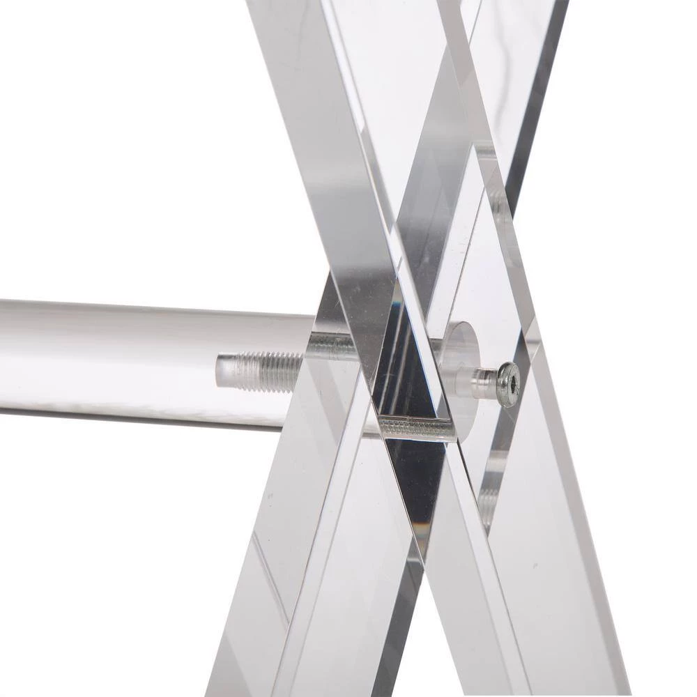 25.6 in. White Faux Fur Upholstered Bench with Acrylic X-Leg by Glitzhome 9 25.6 in. White Faux Fur Upholstered Bench with Acrylic X-Leg by Glitzhome - Image 8