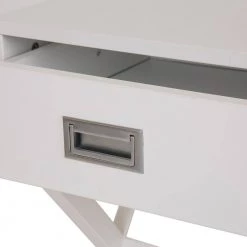 21.85 in. White Modern Shape X-Side Table with Drawer by Glitzhome -Deals Glitzhome Store white glitzhome end side tables 1002004046 4f 1000