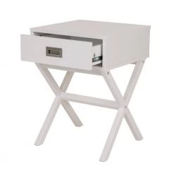 21.85 in. White Modern Shape X-Side Table with Drawer by Glitzhome -Deals Glitzhome Store white glitzhome end side tables 1002004046 c3 1000