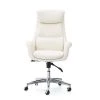 Mid-Century Modern White Leatherette Gaslift Adjustable Swivel Office Chair by Glitzhome -Deals Glitzhome Store white glitzhome executive chairs gh1004202903 64 1000